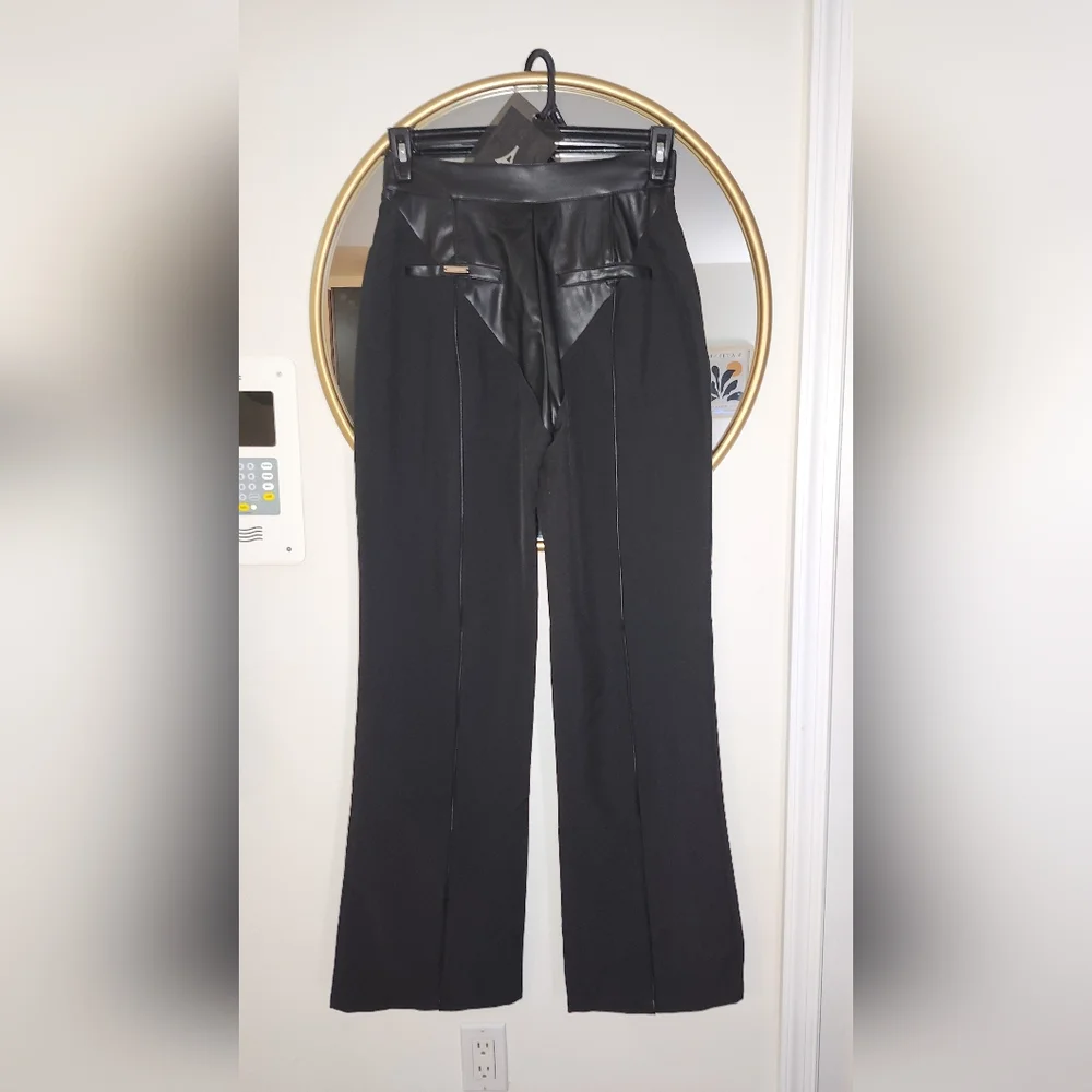 GORGEOUS Vegan Leather &Woven Trousers - Picture 3 of 16